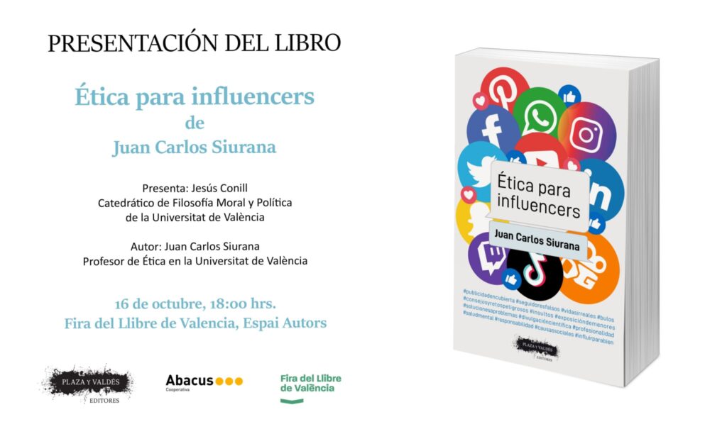 Presentación de Ética para influencers en la Feria del Libro de Valencia 2021